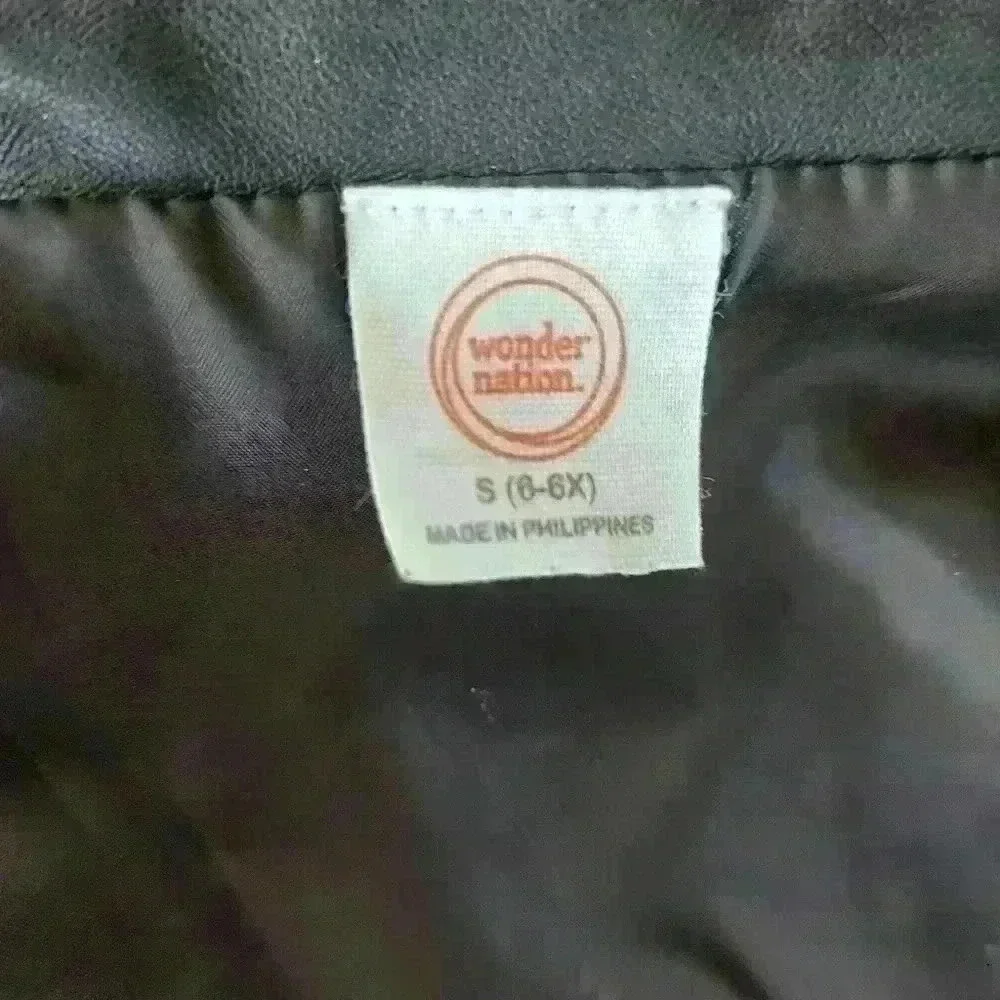 Faux Leather Kids Side Zip Black Jacket